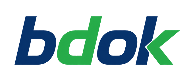 bdok logo on the dark green navbar